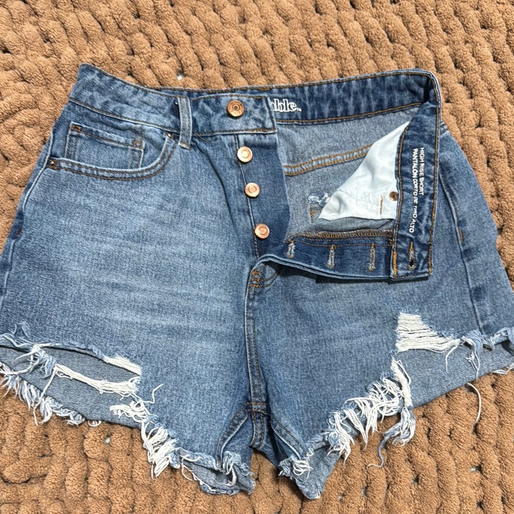 Blue Denim Distressed Women's Shorts
